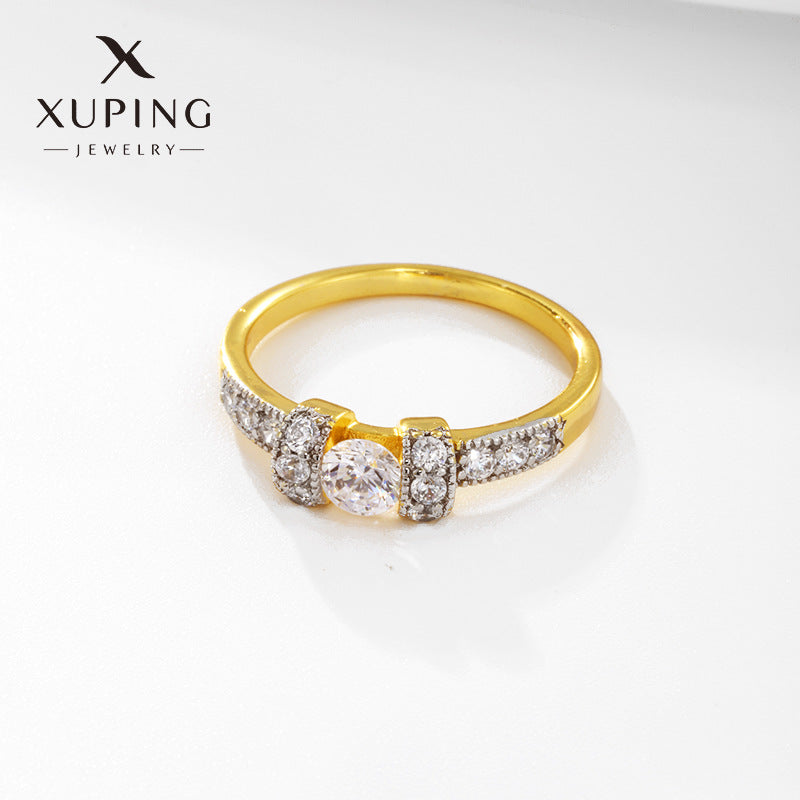 Two Tone Zircon Bow Ring