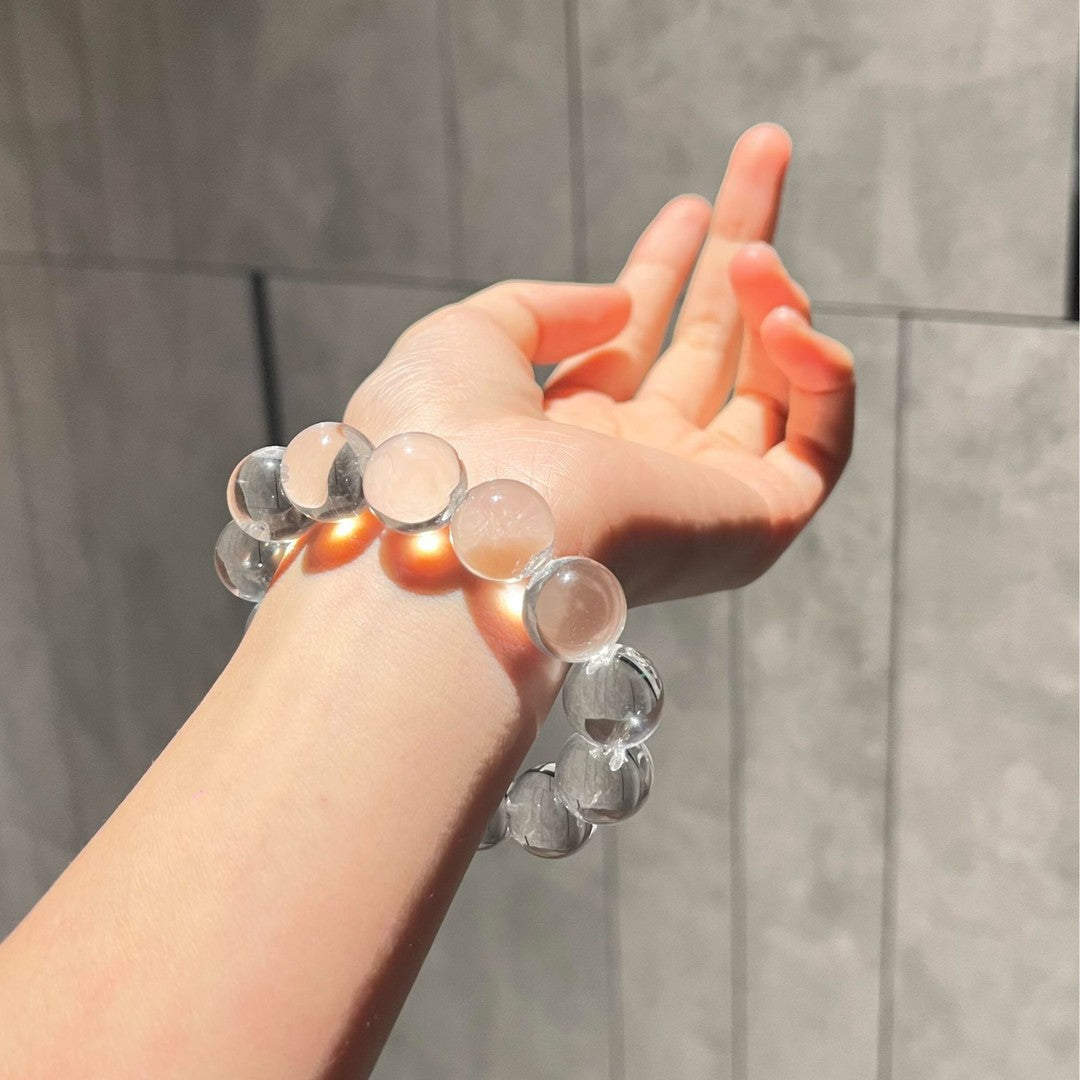 Clear Quartz Bubble Bead Bracelet