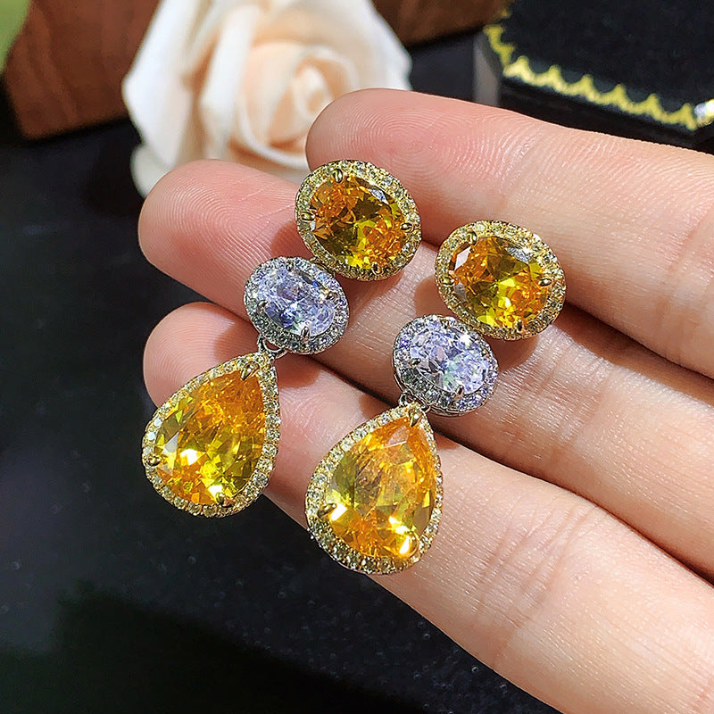 Colorful Zircon Tassel Earrings