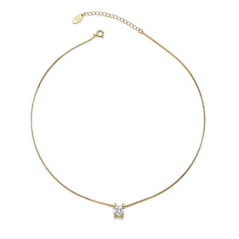18K Gold Zircon Pendant Necklace