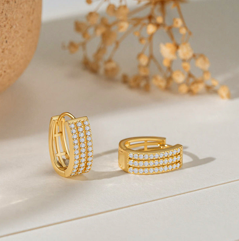Zircon Row Hoop Earrings