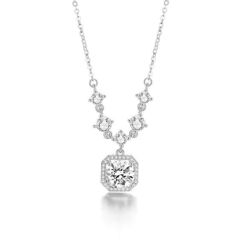 Square Zircon Flower Necklace