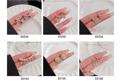 925 Silver Needle Pearl Bow Stud Earrings
