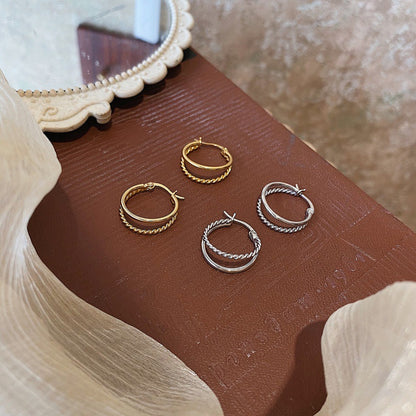 S925 Silver Double Hoop Earrings