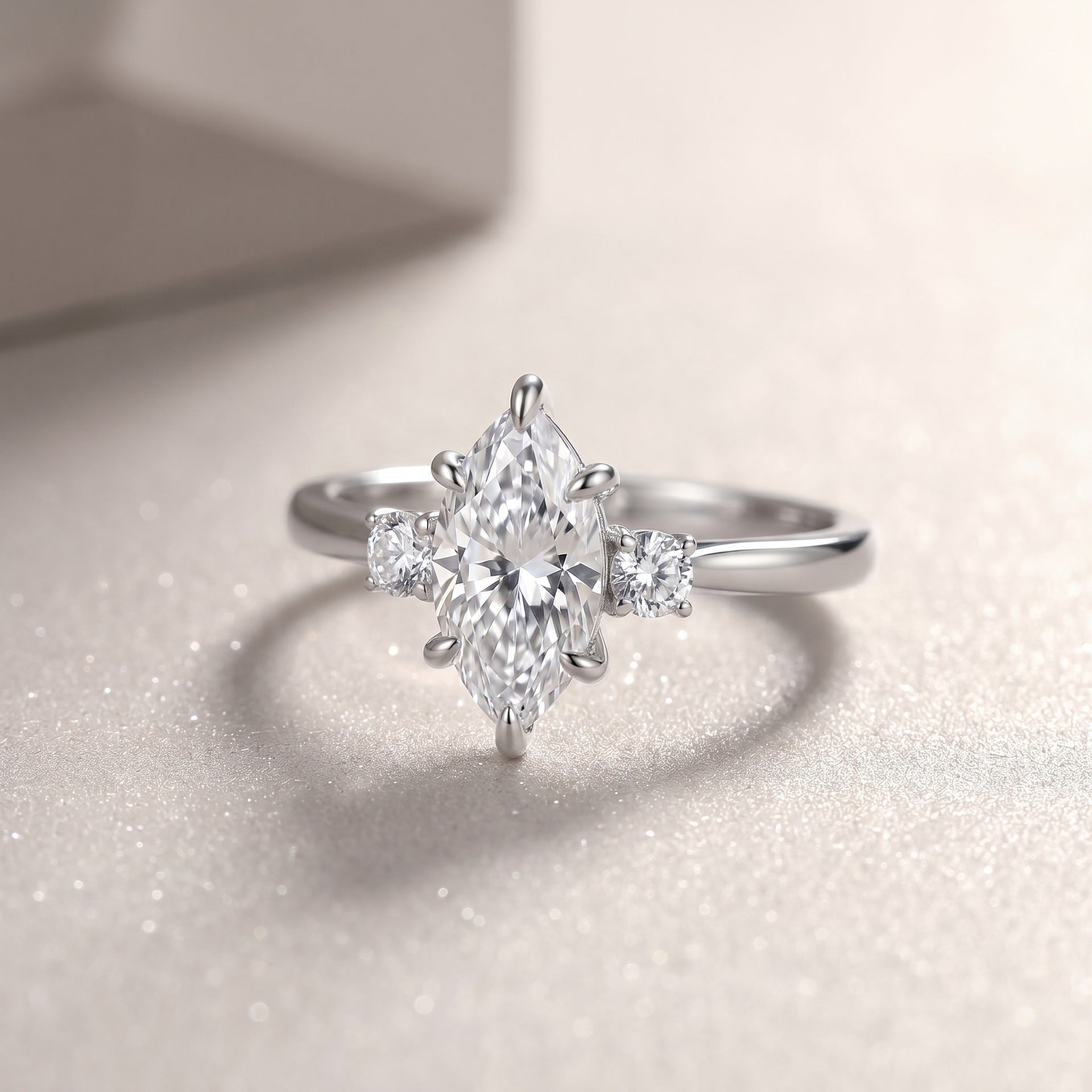 S925 Silver Marquise Moissanite Ring