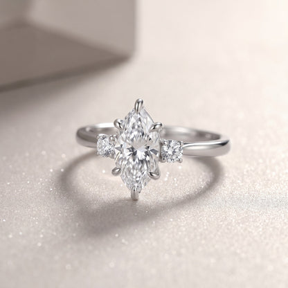 S925 Silver Marquise Moissanite Ring