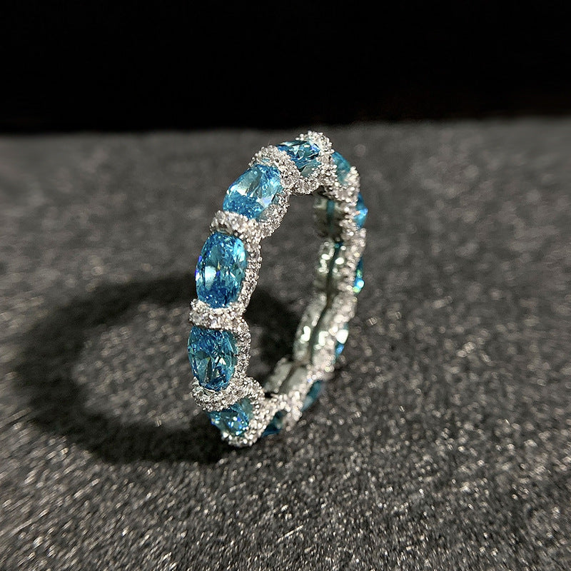 S925 Silver Aquamarine Stone Ring Pendant