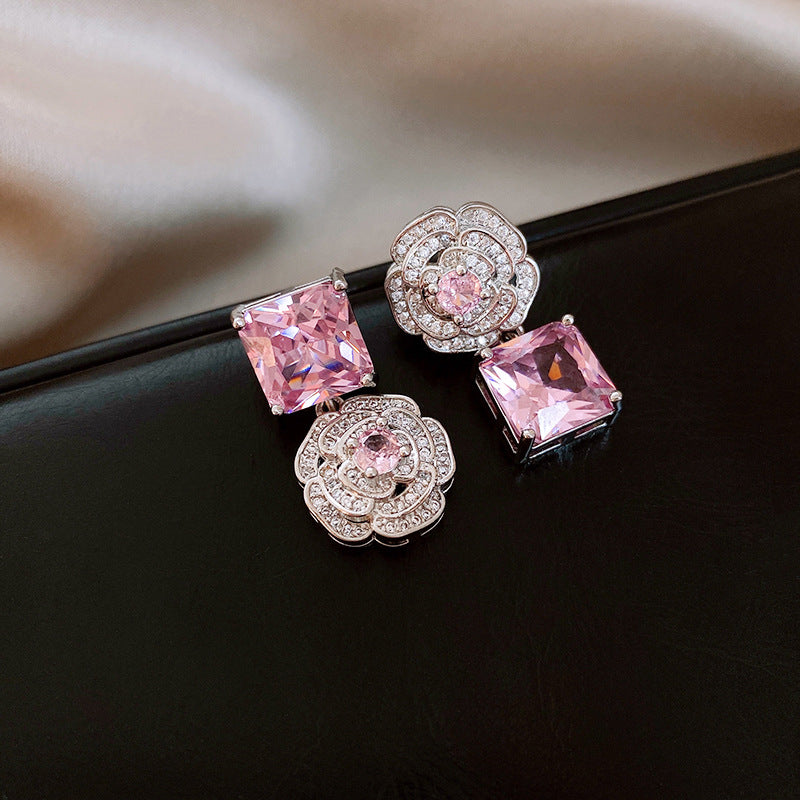 Pink Zircon Necklace and Earrings Set