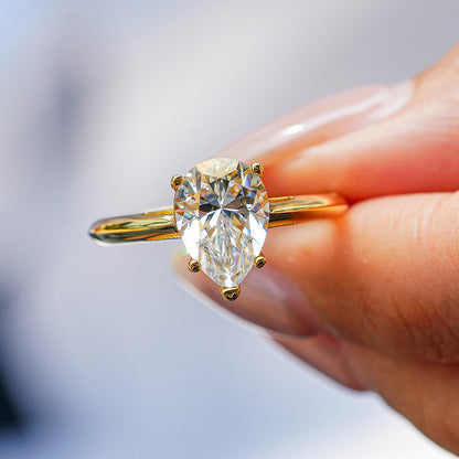 Pear Cut Moissanite Ring