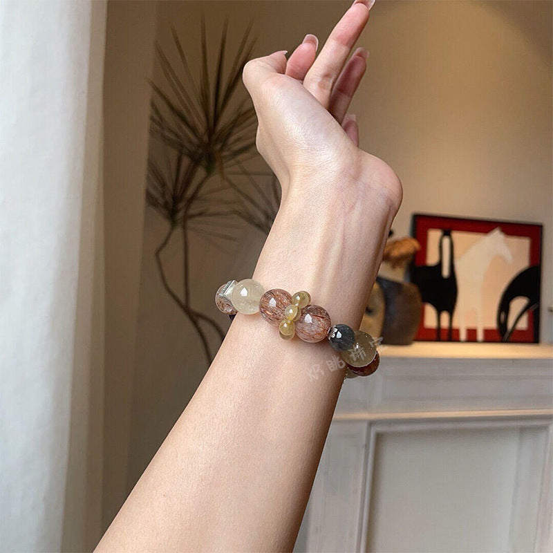 Mixed Crystal Silver Chain Bracelet