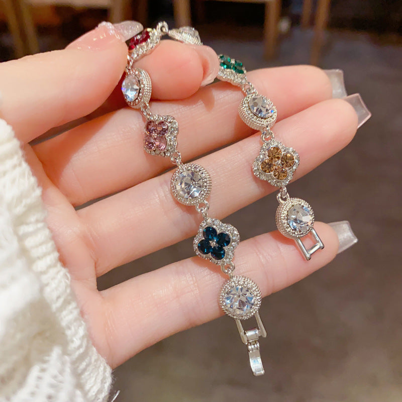 Colorful Zircon Clover Bracelet