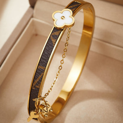 Gold Flower Stainless Steel Bangle