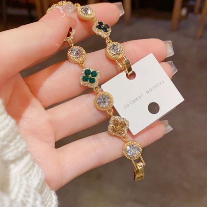 Colorful Zircon Clover Bracelet