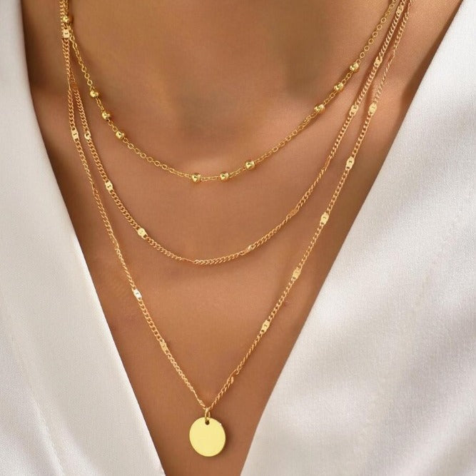 Three Layer Disc Pendant Necklace