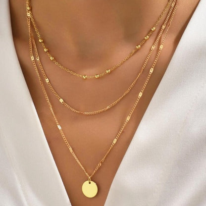 Three Layer Disc Pendant Necklace