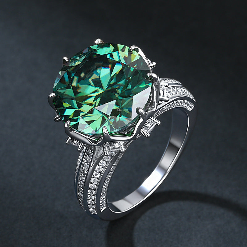 Emerald Green Statement Moissanite Ring