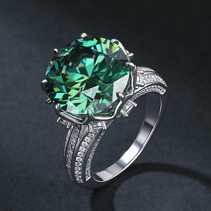 Emerald Green Statement Moissanite Ring