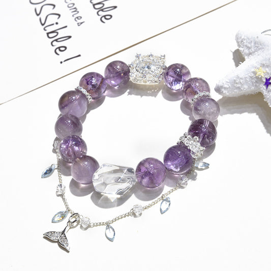 Purple Rutilated Crystal Mermaid Tail Bracelet