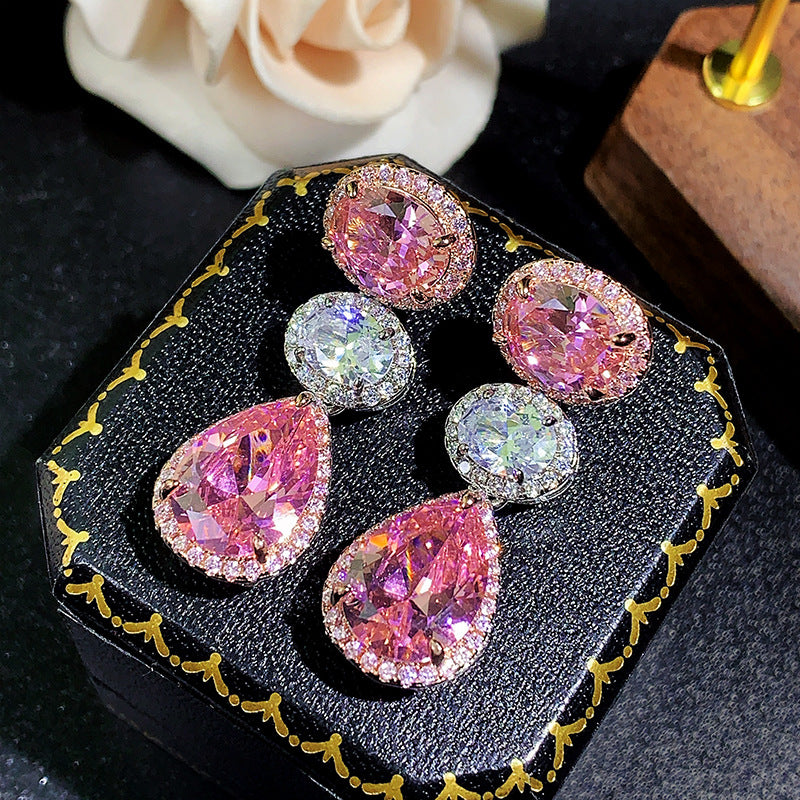 Colorful Zircon Tassel Earrings