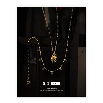 Emerald Flower Layered Necklace
