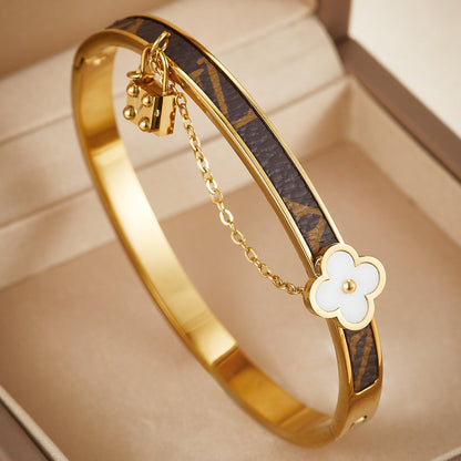 Gold Flower Stainless Steel Bangle