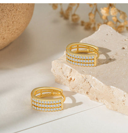 Zircon Row Hoop Earrings