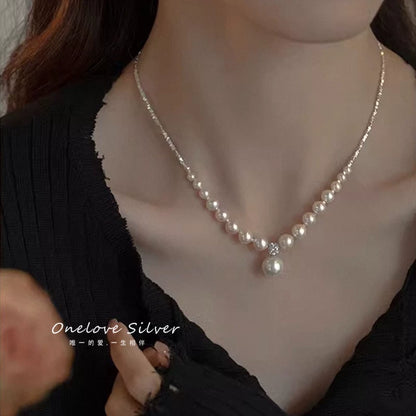 Pearl-Look Sweater Necklace