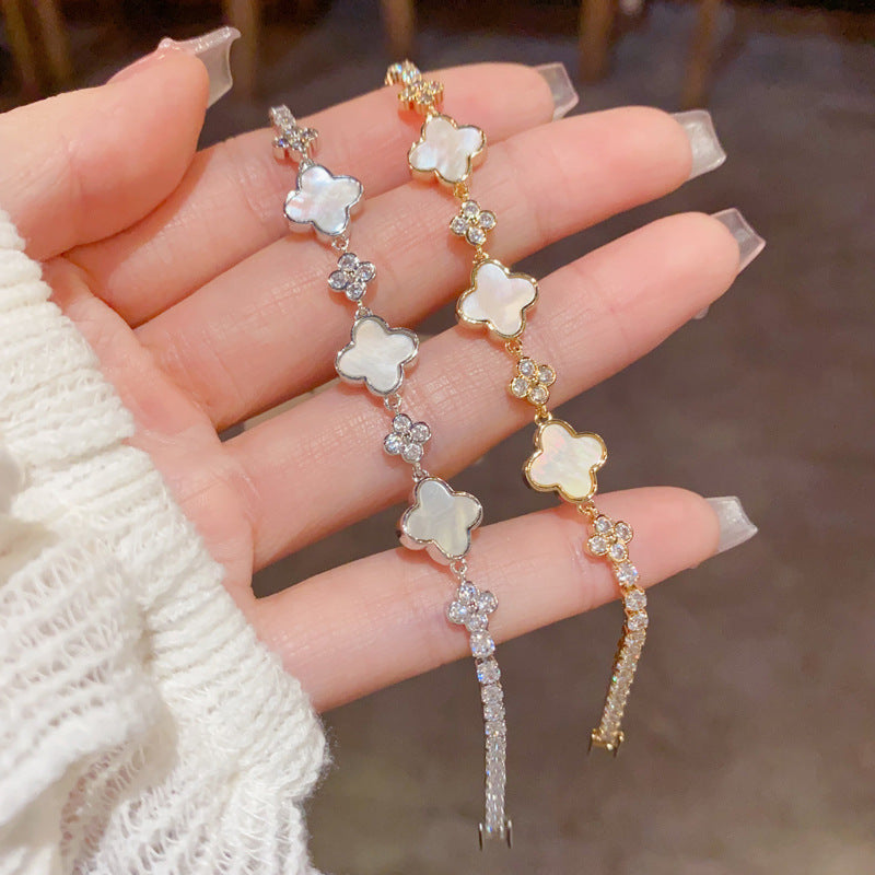 Shell Clover Zircon Bracelet