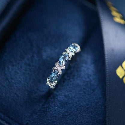 Aquamarine Blue Crystal Ring
