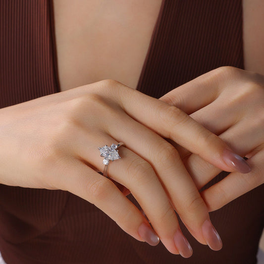 S925 Silver Marquise Moissanite Ring