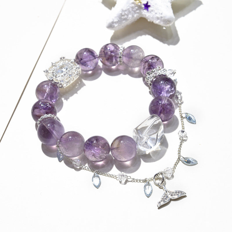 Purple Rutilated Crystal Mermaid Tail Bracelet