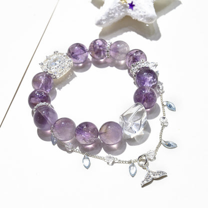 Purple Rutilated Crystal Mermaid Tail Bracelet