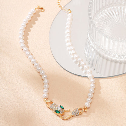 Metal Pearl-Look Chain Necklace