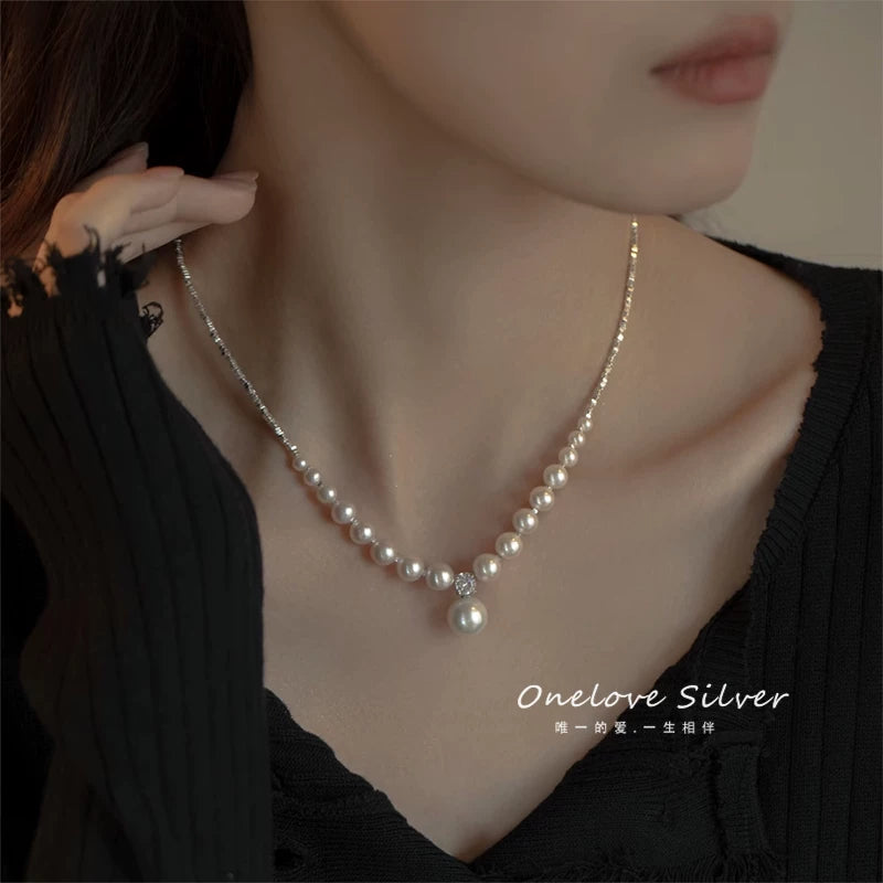 Pearl-Look Sweater Necklace