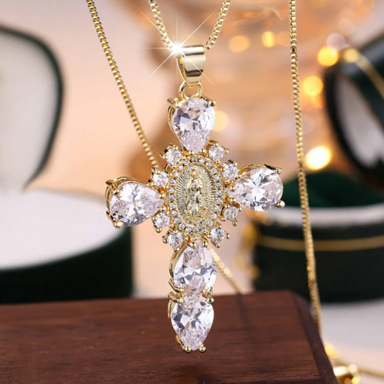Crystal Cross Pendant Necklace
