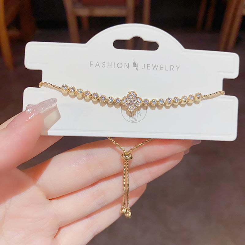 Zircon Clover Chain Bracelet