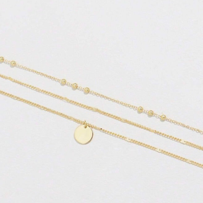 Three Layer Disc Pendant Necklace