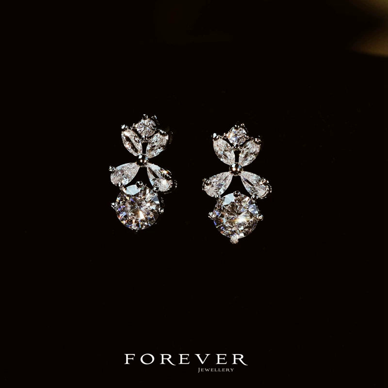 Zircon Floral Necklace and Earrings Set