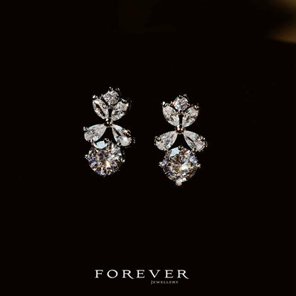 Zircon Floral Necklace and Earrings Set