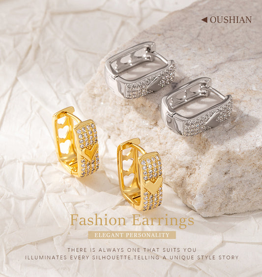 Geometric Zircon Hoop Earrings