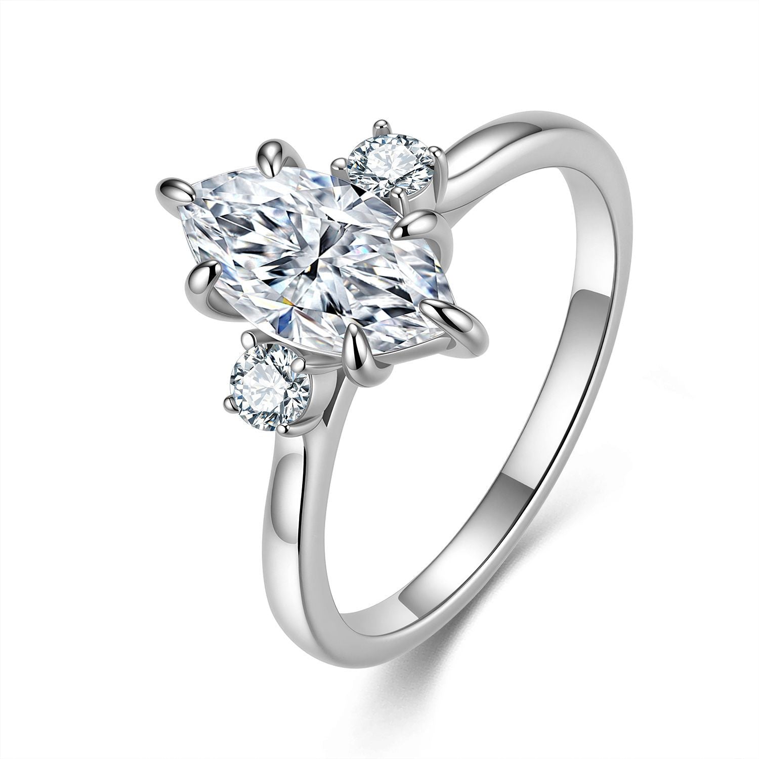 S925 Silver Marquise Moissanite Ring