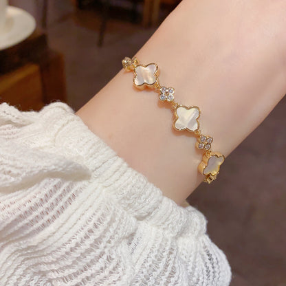 Shell Clover Zircon Bracelet