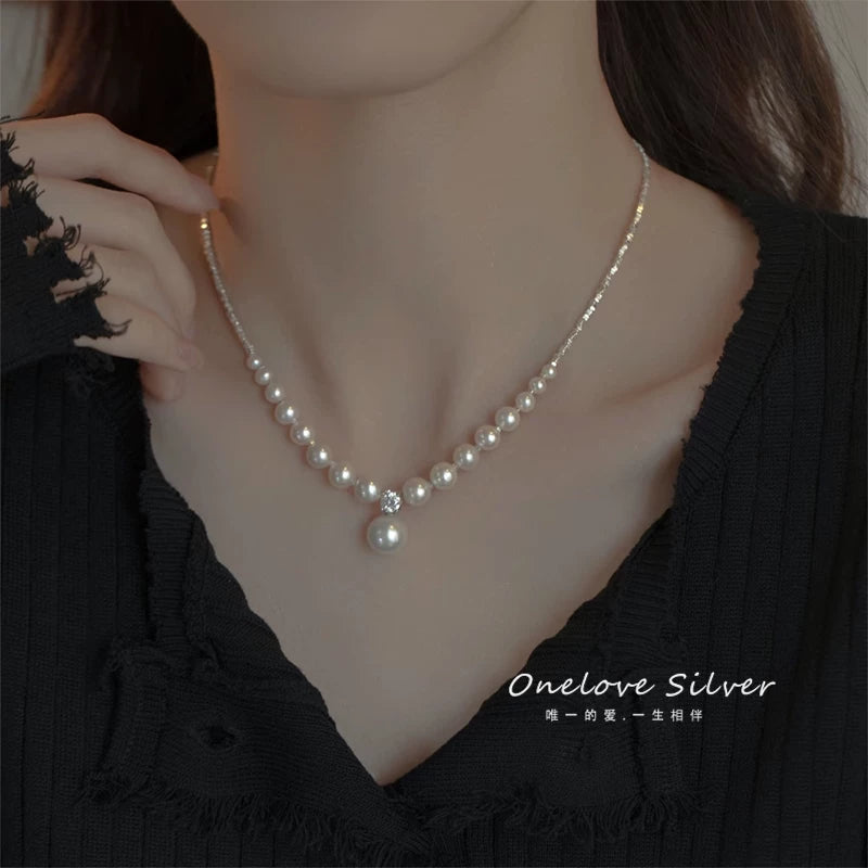 Pearl-Look Sweater Necklace