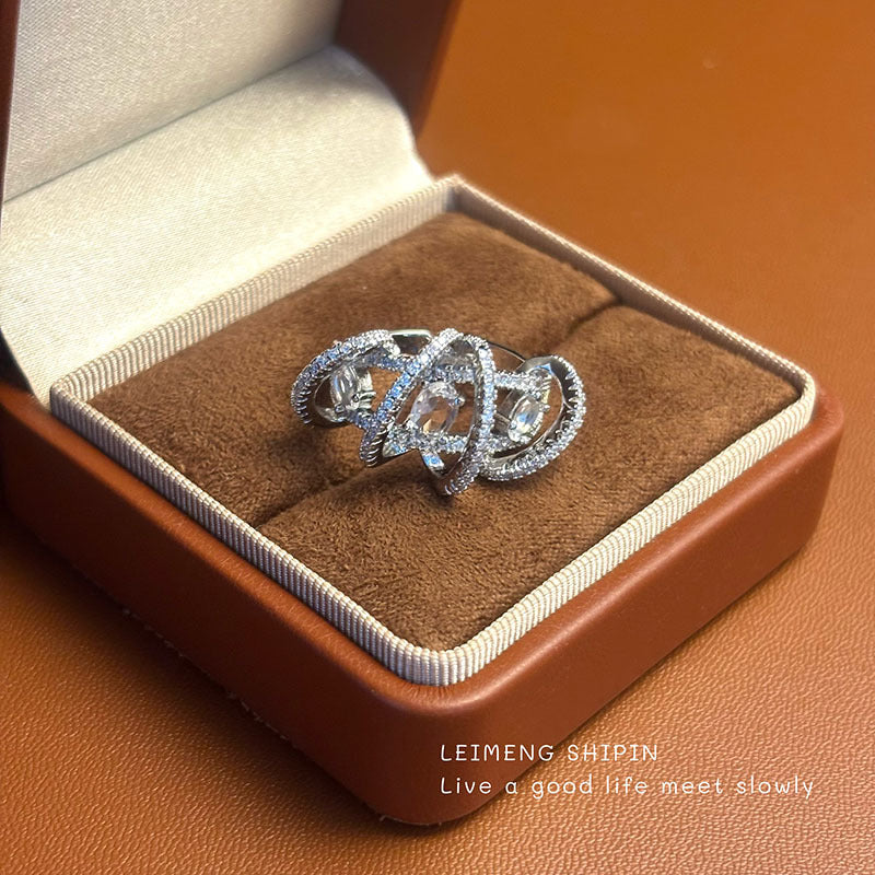 Zircon Wrap Cross Ring