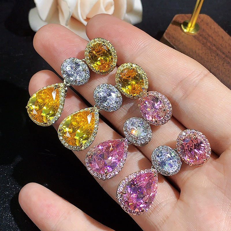 Colorful Zircon Tassel Earrings