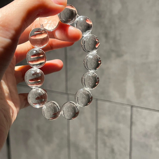 Clear Quartz Bubble Bead Bracelet