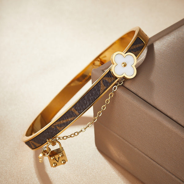 Gold Flower Stainless Steel Bangle