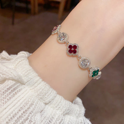 Colorful Zircon Clover Bracelet
