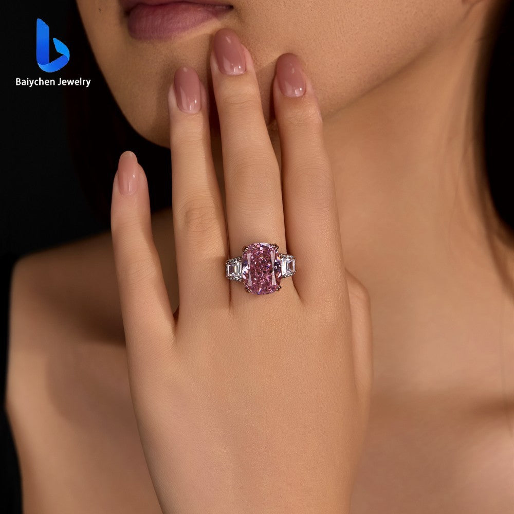 Sakura Pink Cushion Moissanite Ring
