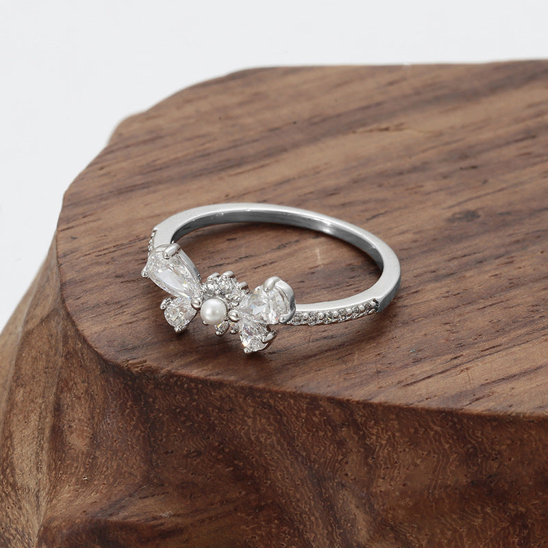 Gemstone Butterfly Open Ring